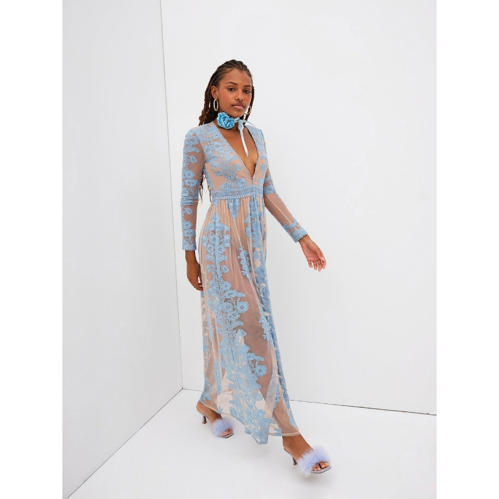 Free People x For Love & Lemons Fairycore Temecula Sheer Mesh Lace Maxi… - Picture 6 of 13